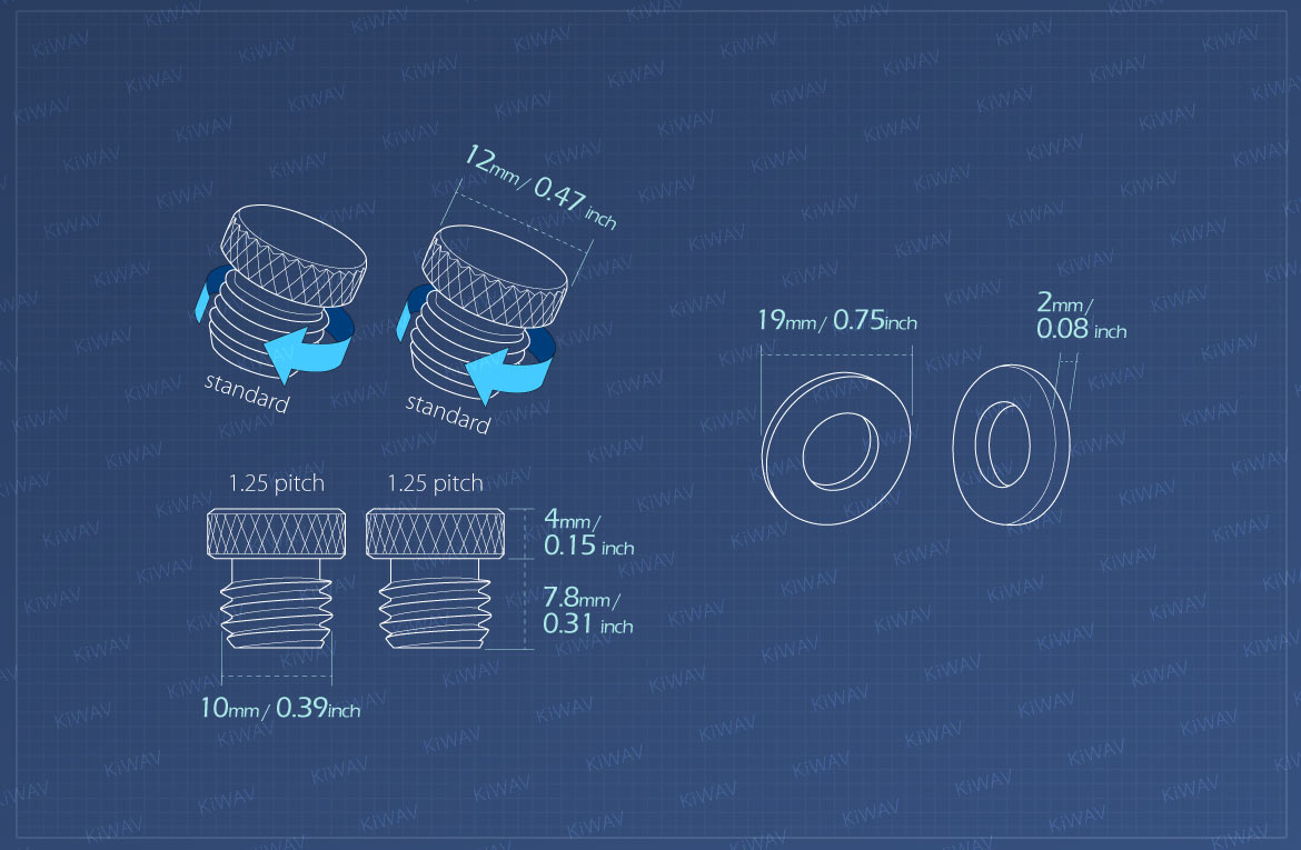 Measurement of KiWAV motorcycle mirror hole block-offs for standard M10 metric thread bike