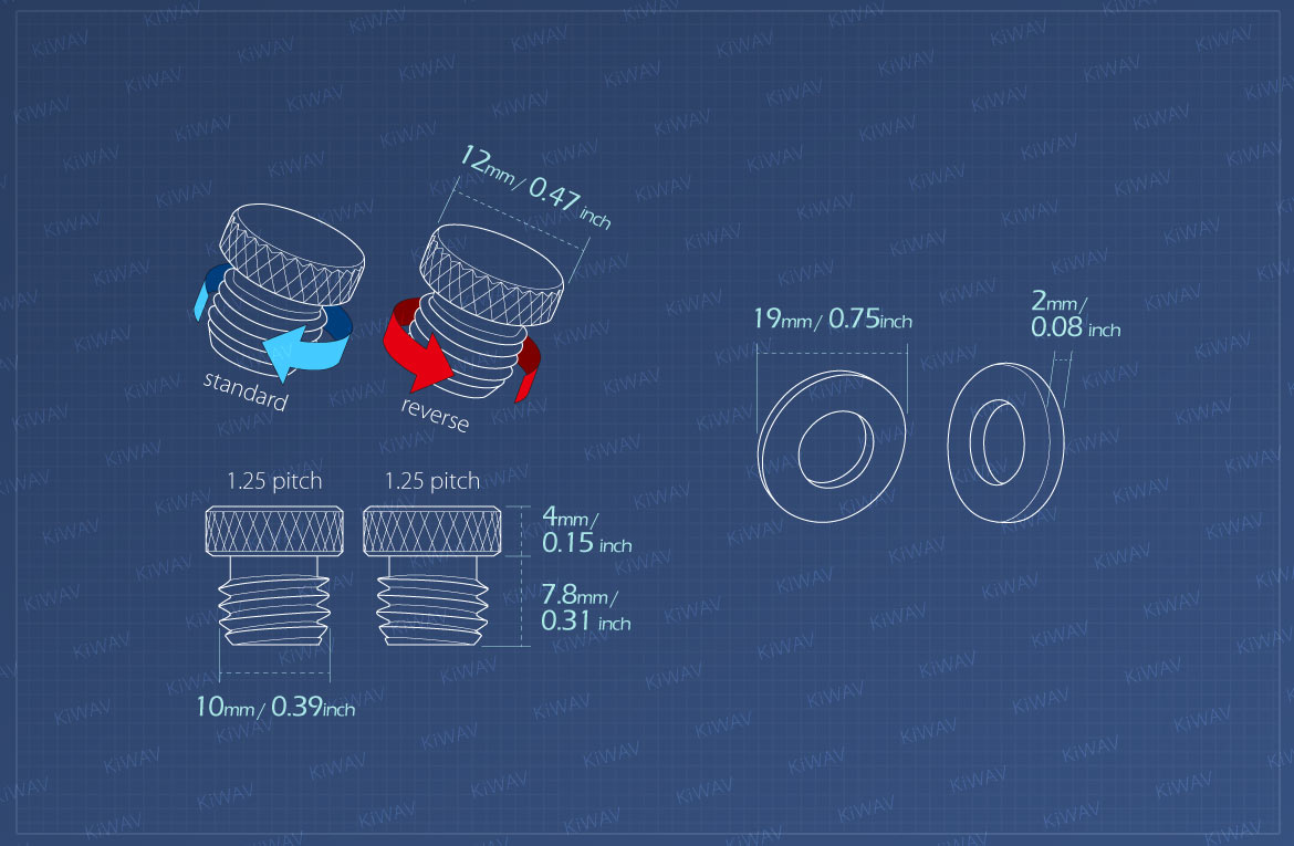 Measurement of KiWAV motorcycle mirror hole block-offs for M10 Yamaha