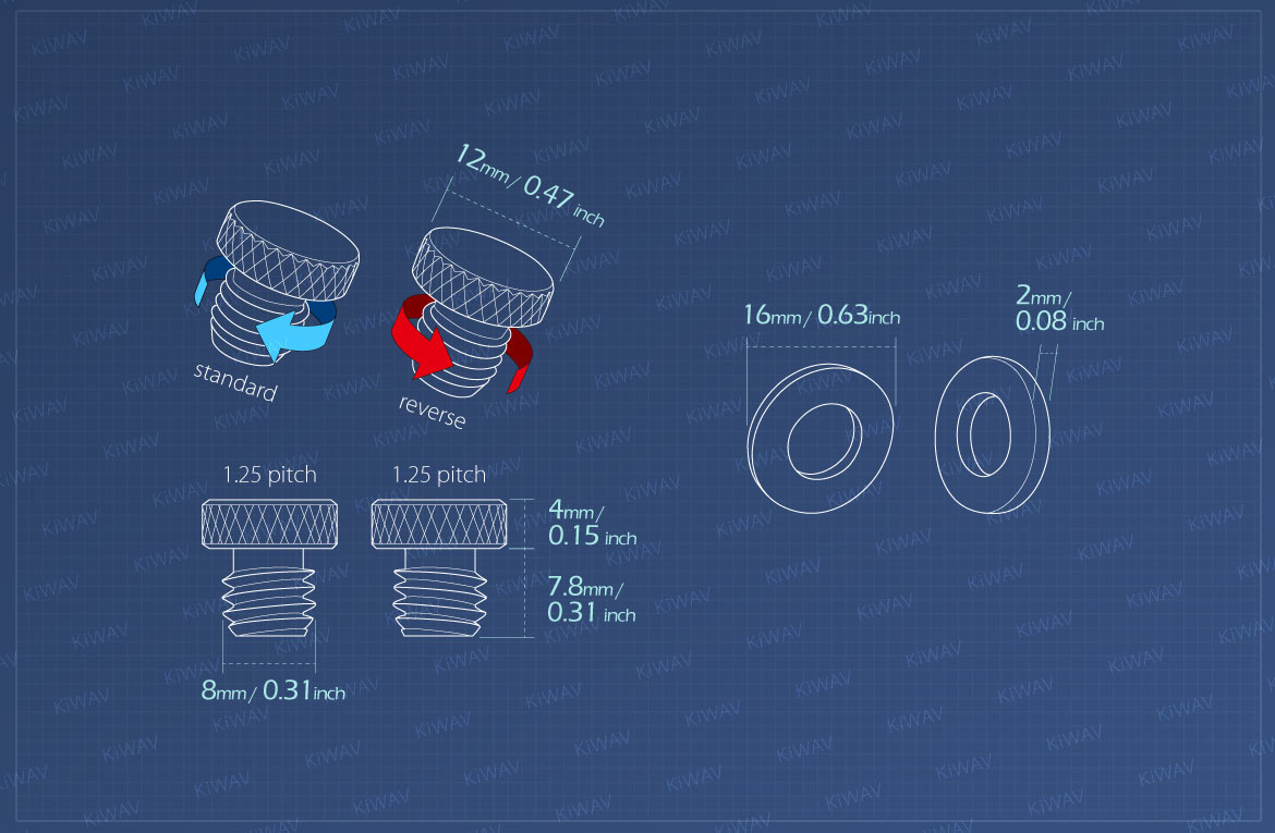 Measurement of KiWAV motorcycle mirror hole block-offs for M8 Yamaha