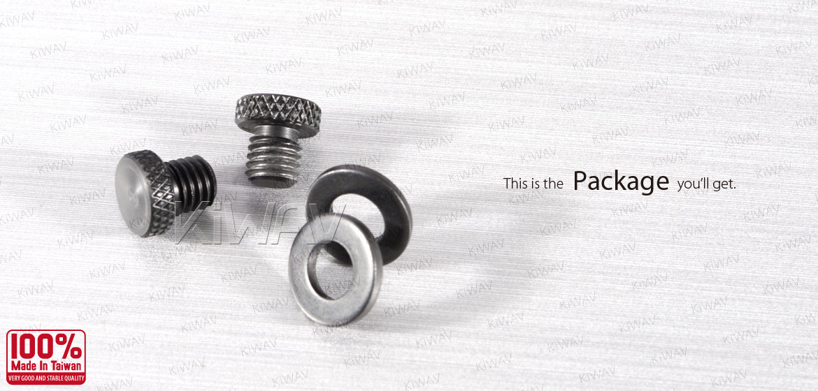 KiWAV motorcycle aluminum mirror hole block-offs black for standard M8 metric thread bike