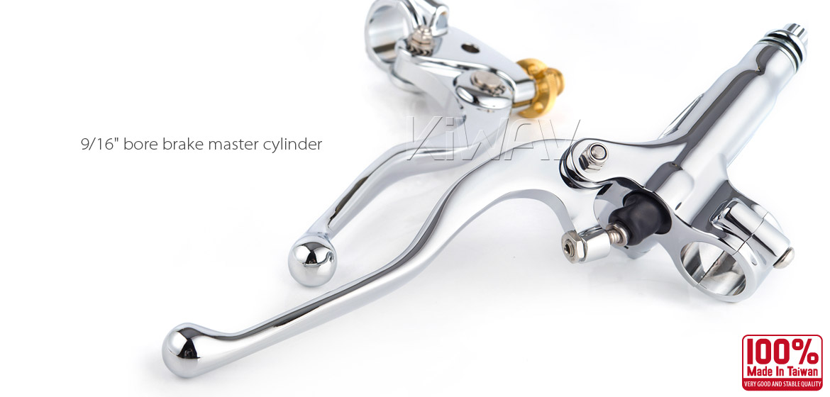 KiWAV Vintage chrome hand control with throttle clamp for 1 inch handlebar