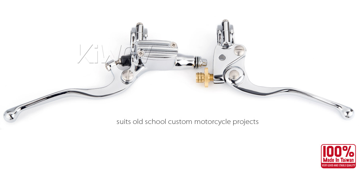 KiWAV Vintage chrome hand control with throttle clamp for 1 inch handlebar