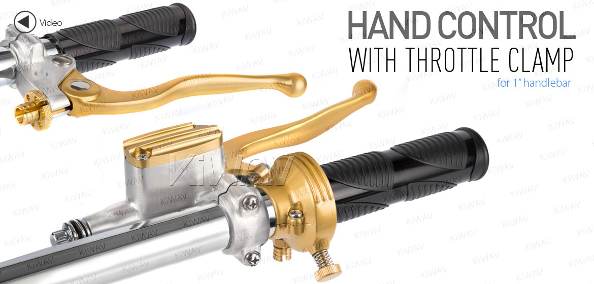 KiWAV Vintage silver-gold hand control with throttle clamp for 1 inch handlebar