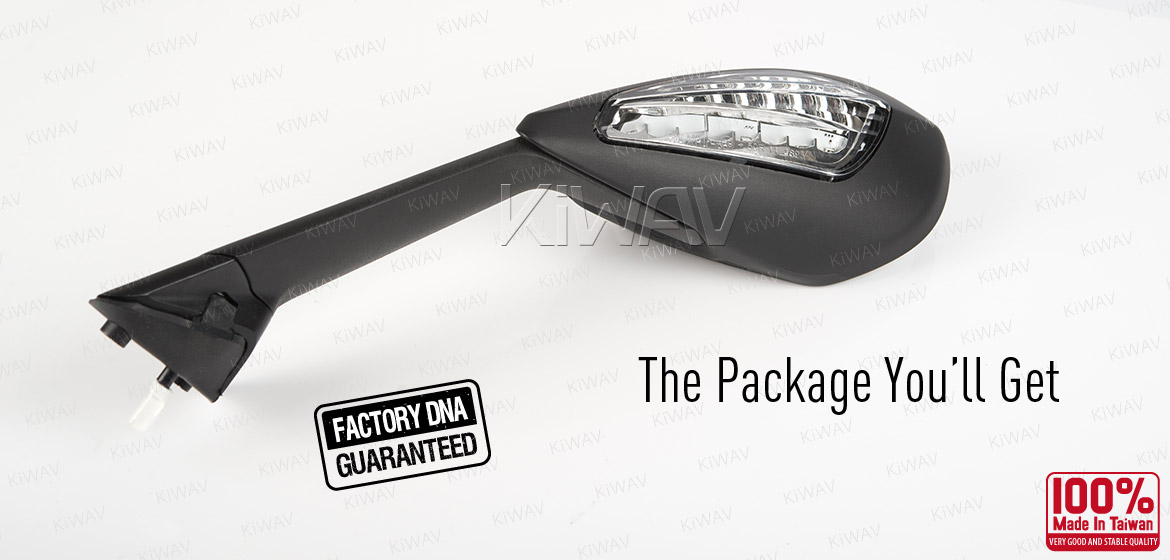 KiWAV OEM quality replacement mirror FD-939 for Ducati Panigale 1199 black with LED turn signal