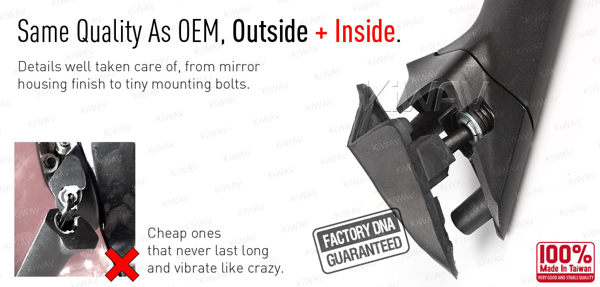 KiWAV OEM quality replacement mirror FD-939 for Ducati Panigale 1199 black with LED turn signal