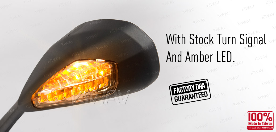 KiWAV OEM quality replacement mirror FD-939 for Ducati Panigale 1199 black with LED turn signal