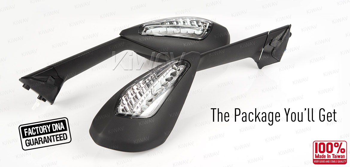 KiWAV OEM quality replacement mirror FD-939 for Ducati Panigale 1199 black with LED turn signal
