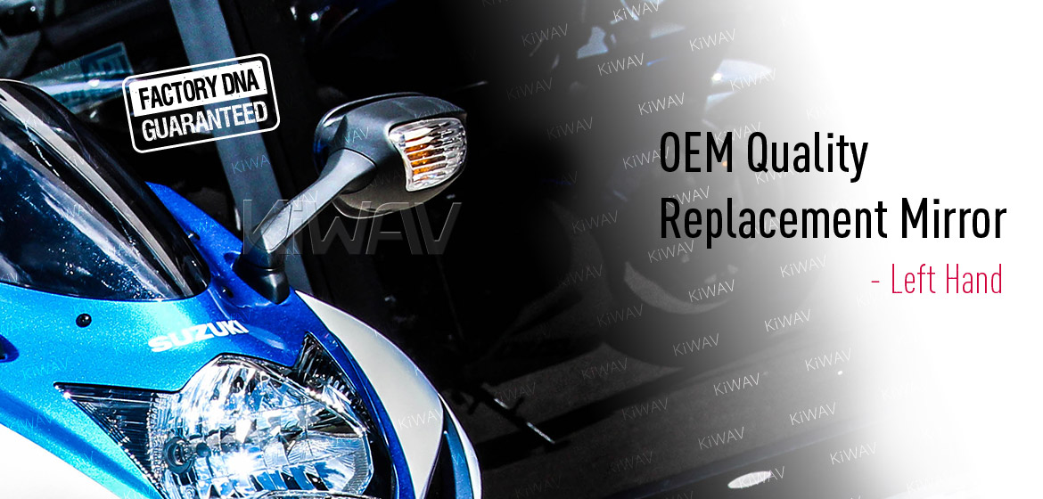 KiWAV OEM quality replacement mirror FS-876 for Suzuki GSXR black with turn signal