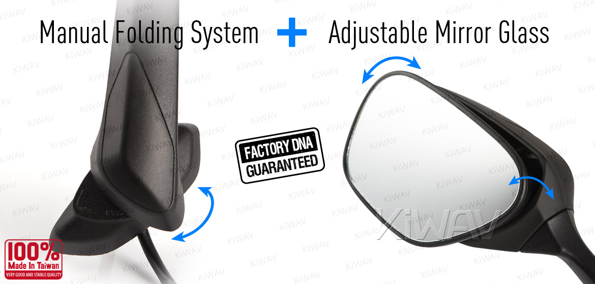 KiWAV OEM quality replacement mirror FS-876 for Suzuki GSXR black with turn signal