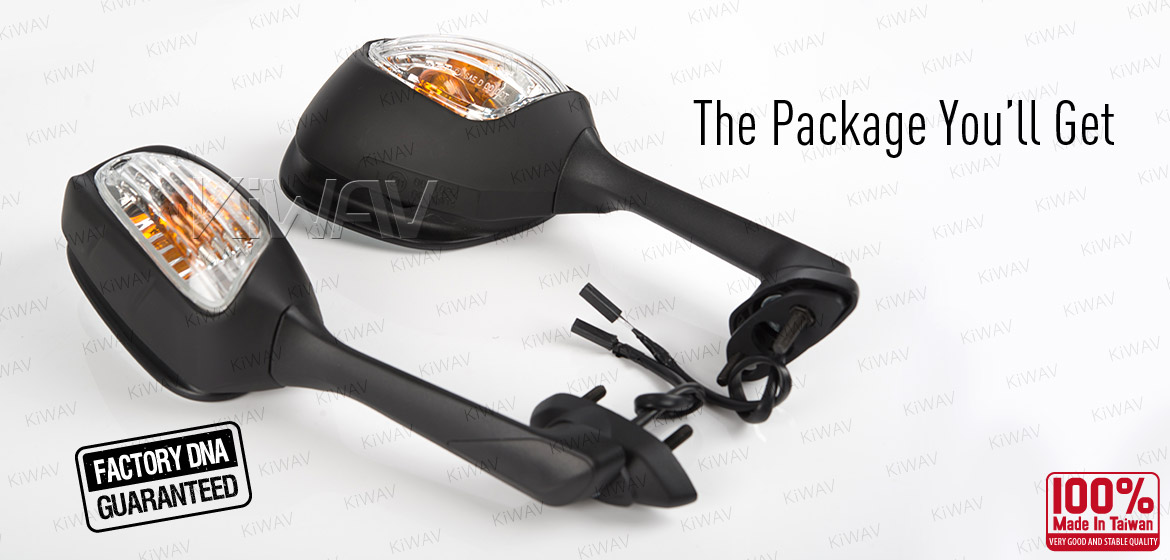 KiWAV OEM quality replacement mirror FS-876 for Suzuki GSXR black with turn signal