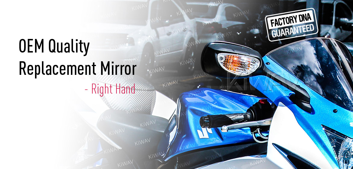 KiWAV OEM quality replacement mirror FS-876 for Suzuki GSXR black with turn signal
