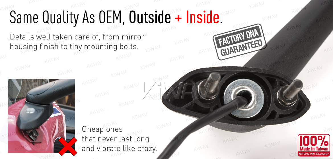 KiWAV OEM quality replacement mirror FS-876 for Suzuki GSXR black with turn signal