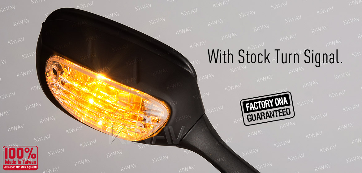 KiWAV OEM quality replacement mirror FS-876 for Suzuki GSXR black with turn signal