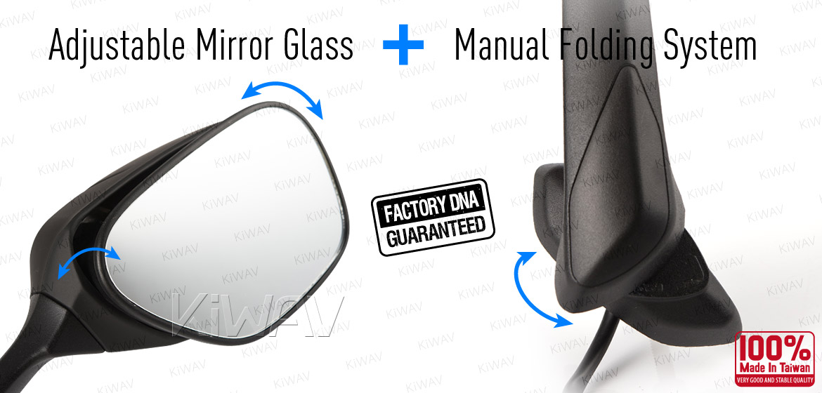 KiWAV OEM quality replacement mirror FS-876 for Suzuki GSXR black with turn signal