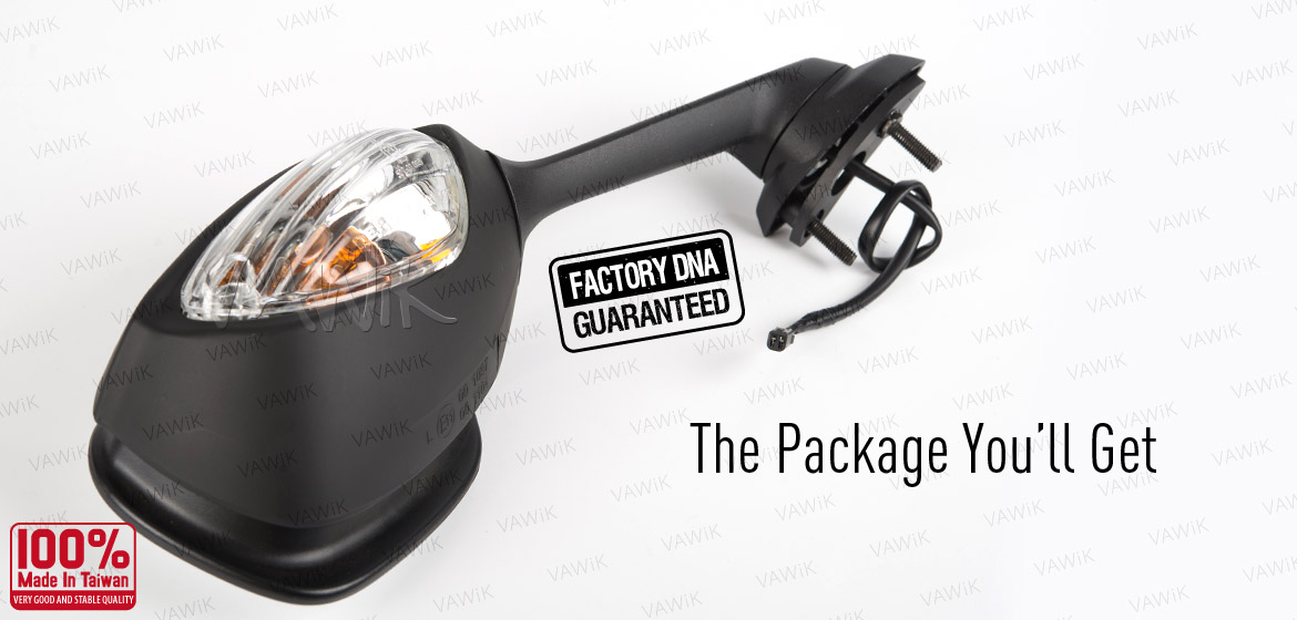 KiWAV OEM quality replacement mirror FS-876 for Suzuki GSXR black with turn signal