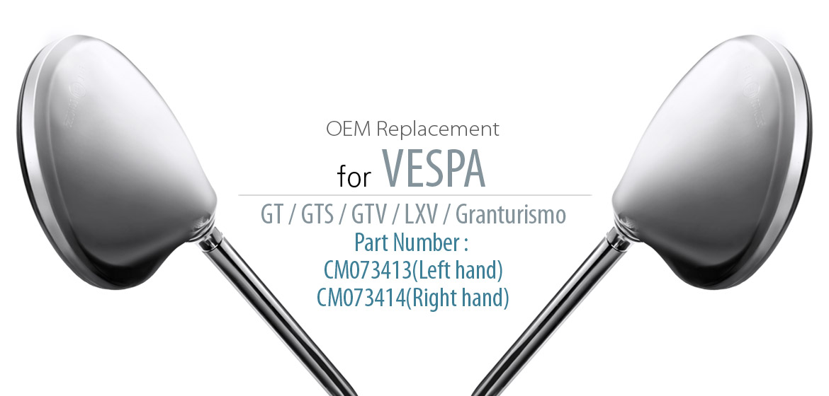 OEM replacement mirrors FV-026-2 for Vespa vintage GT Granturismo GTS GTV LXV a pair