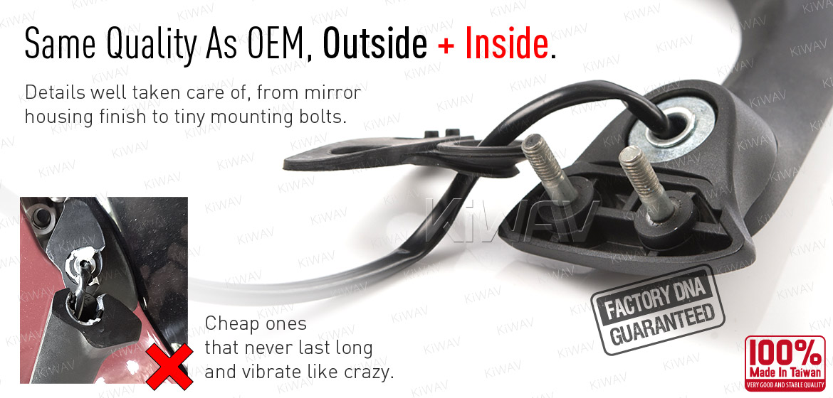 KiWAV OEM quality replacement mirror for Yamaha YZF-R1 '15 black with LED turn signal