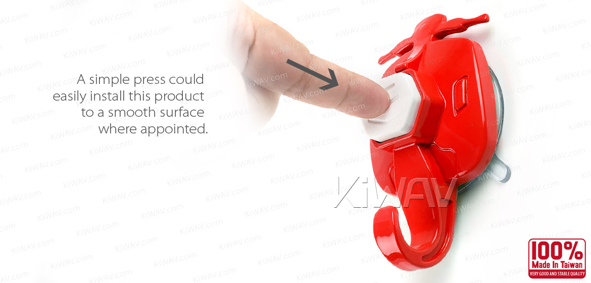 KiWAV Scooter Vespa style suction cup hook red