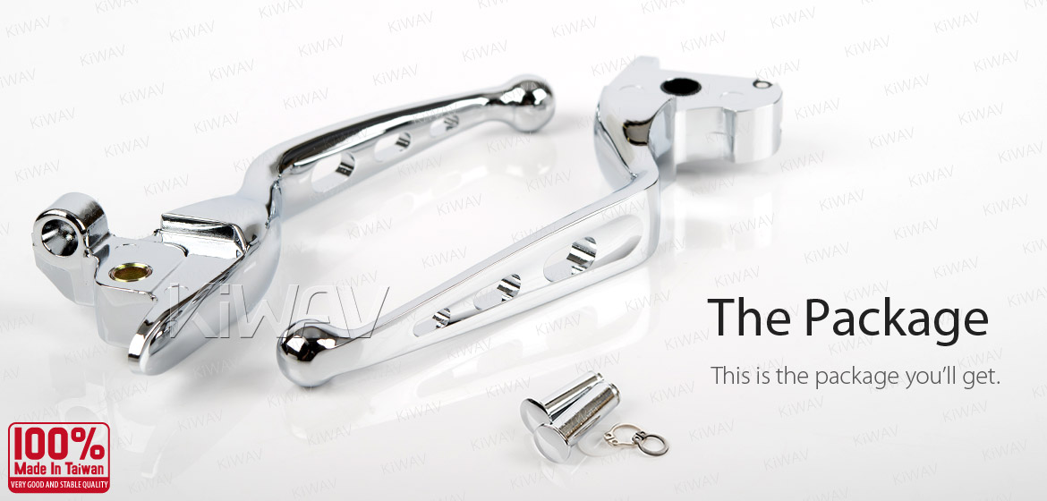 KiWAV hydraulic brake clutch hand control levers edgecut cut 3 chrome harley davidson '14-'16 Touring models