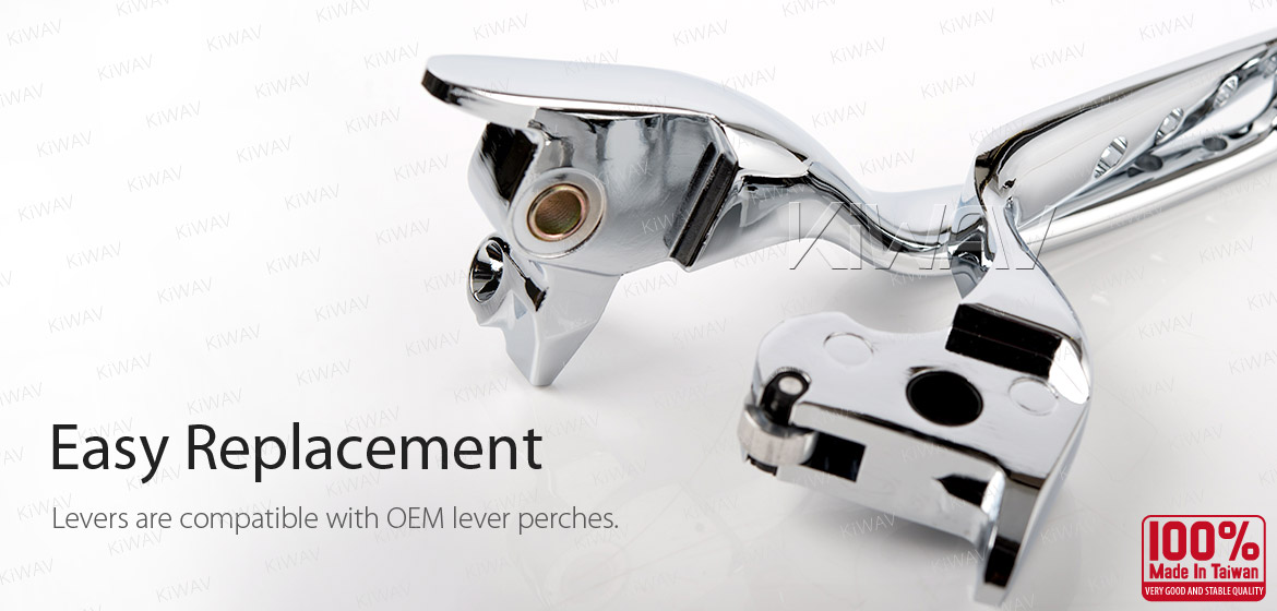 KiWAV hydraulic brake clutch hand control levers edgecut cut 4 chrome harley davidson '14-'16 Touring models