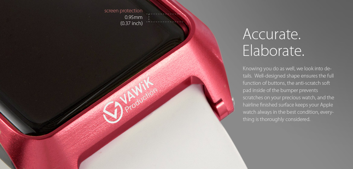 VAWiK CNC aluminum 42mm Apple Watch master bumper case red