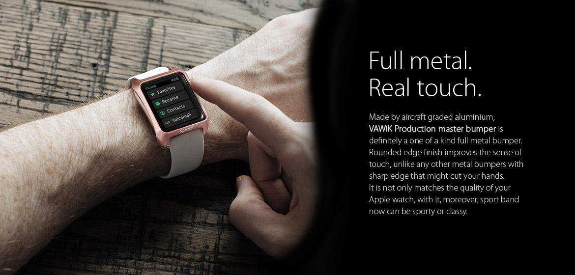 VAWiK CNC aluminum 42mm Apple Watch master bumper case rose gold