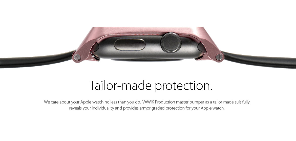 VAWiK CNC aluminum 42mm Apple Watch master bumper case rose gold