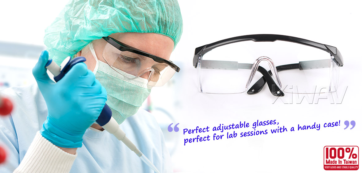 KiWAV Contemporary safety glasses VA200 black frame clear lens