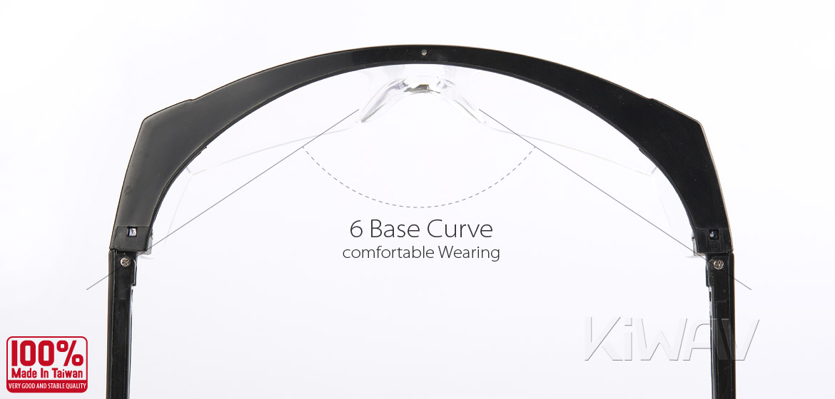 KiWAV Contemporary safety glasses VA200 black frame clear lens