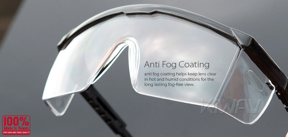 KiWAV Contemporary safety glasses VA200 black frame clear lens