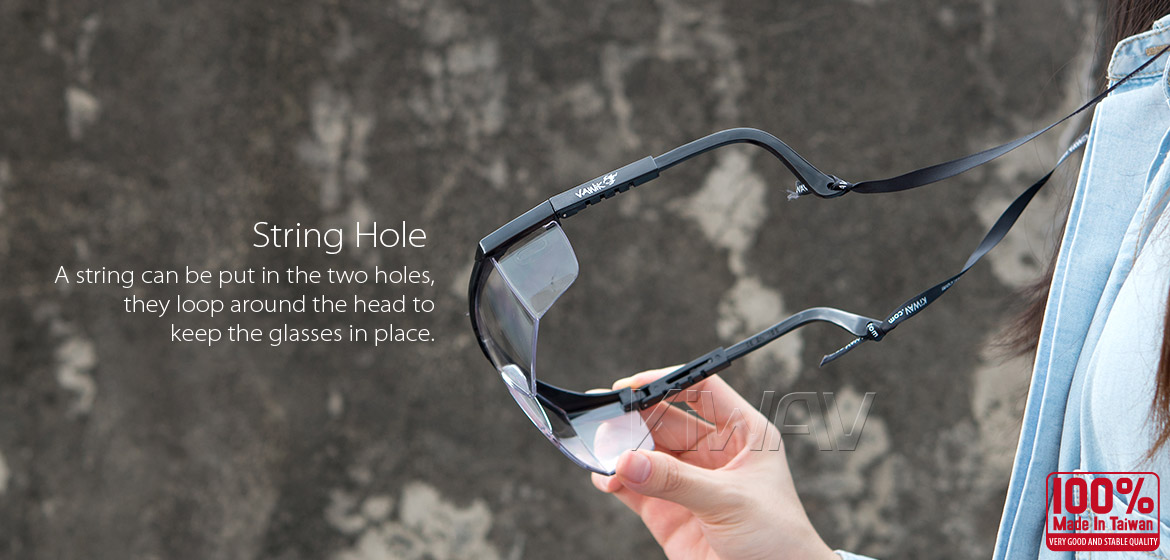 KiWAV Contemporary safety glasses VA200 black frame clear lens