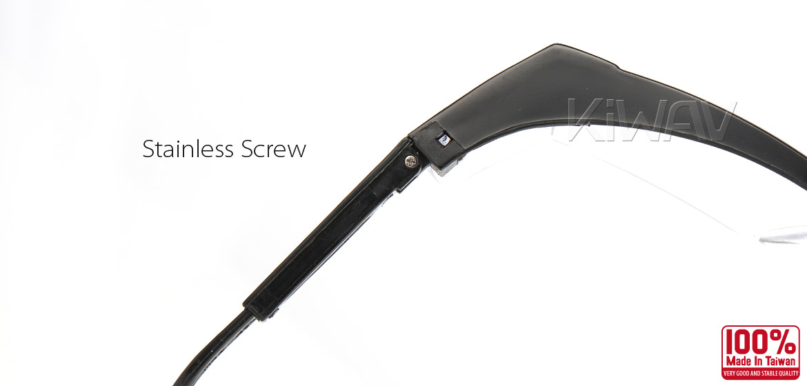 KiWAV Contemporary safety glasses VA200 black frame clear lens