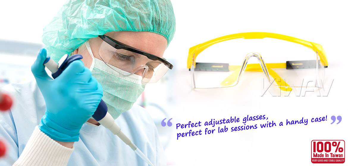 KiWAV Contemporary safety glasses VA200 yellow frame clear lens