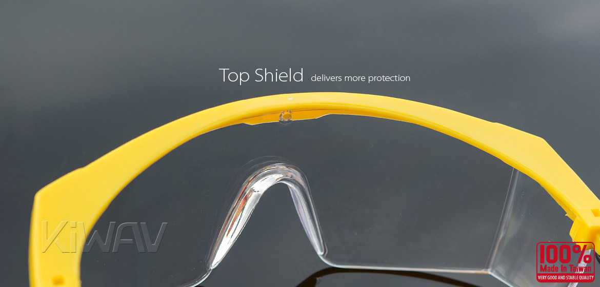 KiWAV Contemporary safety glasses VA200 yellow frame clear lens