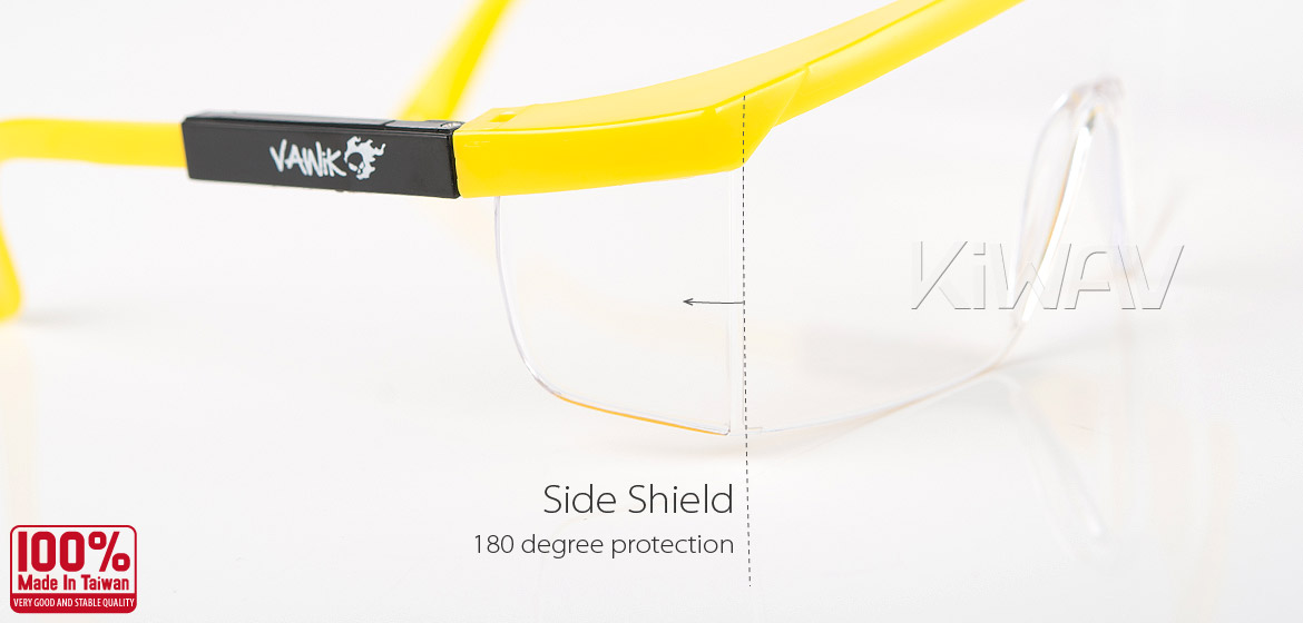 KiWAV Contemporary safety glasses VA200 yellow frame clear lens