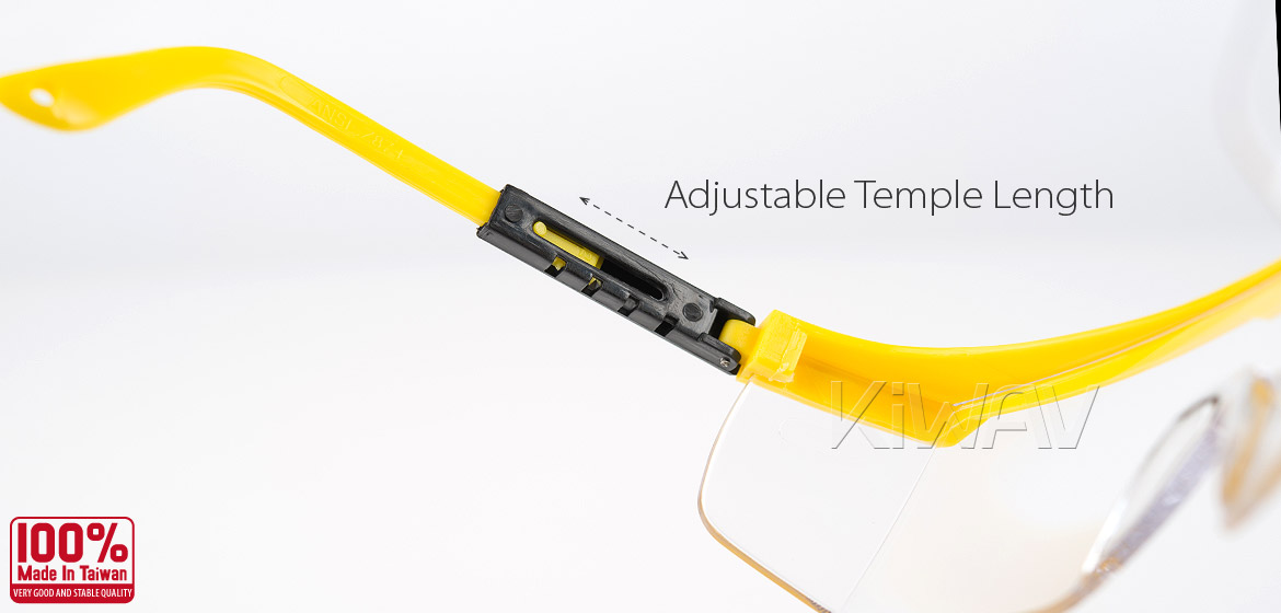 KiWAV Contemporary safety glasses VA200 yellow frame clear lens