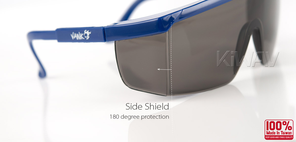 KiWAV Contemporary safety glasses VA200 blue frame smoke lens