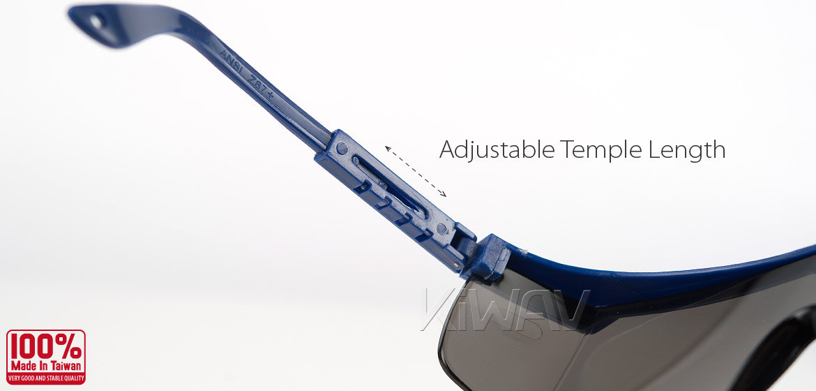 KiWAV Contemporary safety glasses VA200 blue frame smoke lens