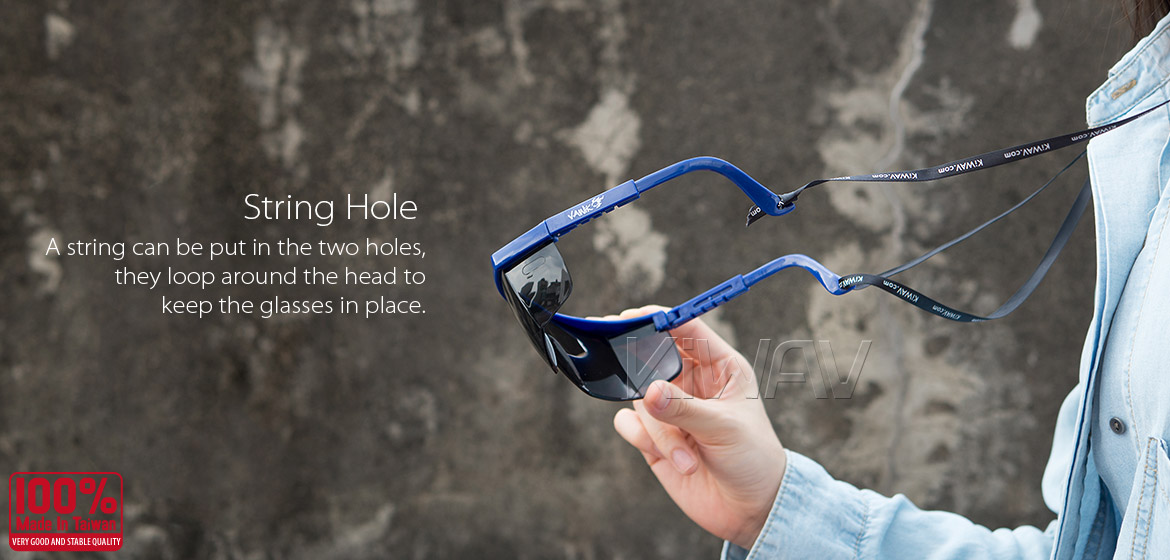 KiWAV Contemporary safety glasses VA200 blue frame smoke lens