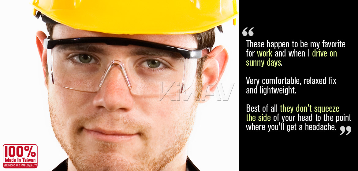 KiWAV Contemporary safety glasses VA200 yellow frame smoke lens