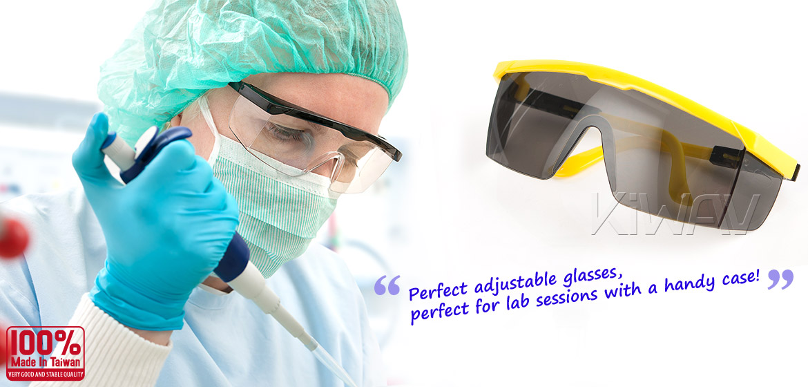 KiWAV Contemporary safety glasses VA200 yellow frame smoke lens