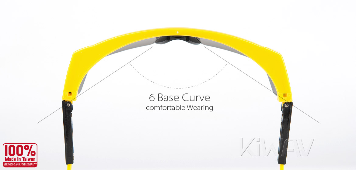 KiWAV Contemporary safety glasses VA200 yellow frame smoke lens