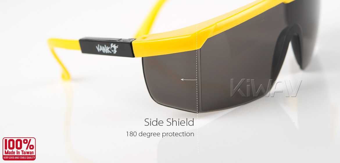 KiWAV Contemporary safety glasses VA200 yellow frame smoke lens