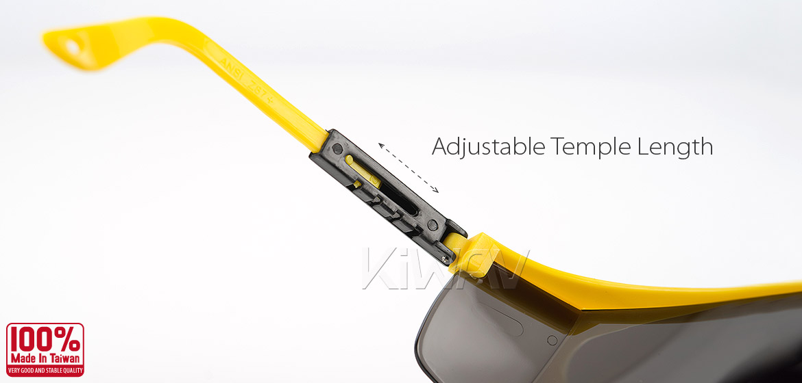 KiWAV Contemporary safety glasses VA200 yellow frame smoke lens
