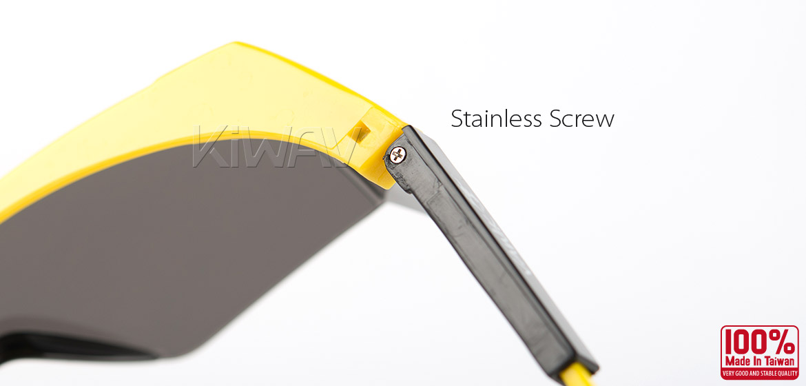 KiWAV Contemporary safety glasses VA200 yellow frame smoke lens