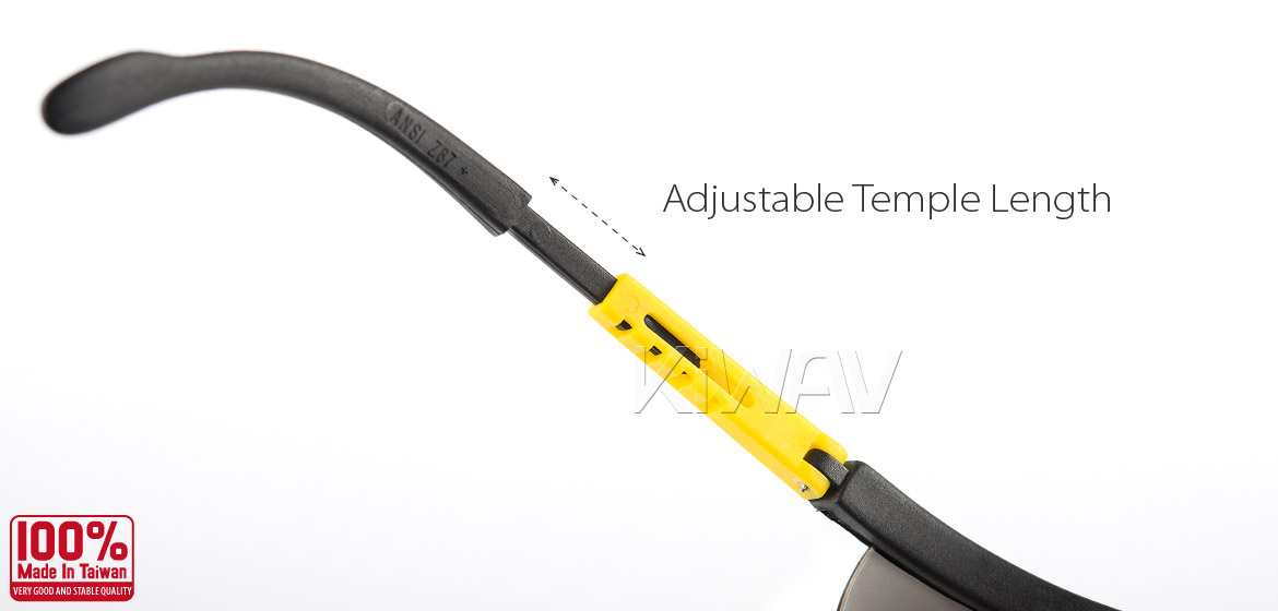 KiWAV Contemporary safety glasses VA210 black frame smoke lens