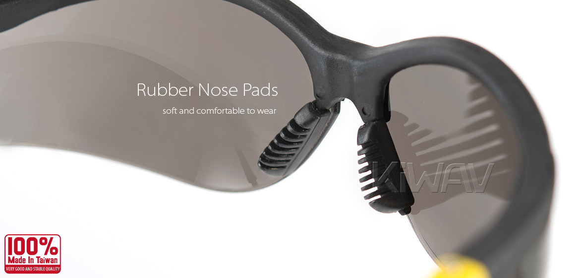 KiWAV Contemporary safety glasses VA210 black frame smoke lens
