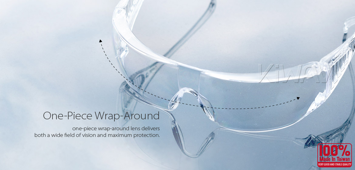 KiWAV Contemporary safety glasses VA340 clear frame clear lens