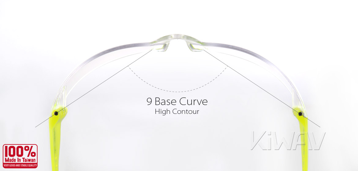 KiWAV Contemporary safety glasses VA780 neon yellow frame clear lens