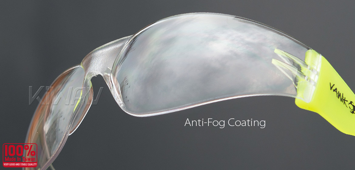 KiWAV Contemporary safety glasses VA780 neon yellow frame clear lens